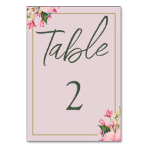 Tarjeta de mesa verde y rosa floral