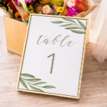 Tarjeta De Mesa Verdor boda de verano. Caligrafía fológica verde<br><div class="desc">Número de la tabla de caligrafía foliológica verde para el boda veraniego verde. Por favor,  contáctame si necesitas artículos adicionales.</div>