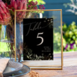 Tarjeta De Mesa Verdor caprichoso y oro | Número de tabla negra<br><div class="desc">Entrar en un mundo de encantamiento con nuestra exuberante vegetación y oro | número de la mesa negra, perfecto para tu recepción botánica de boho primavera. Decorado con eucaliptos verde sabio y acentos dorados, este número de mesa exuberante de elegancia y capricho moderno. Imagínese pasear por un mágico jardín de...</div>