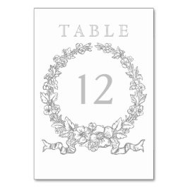 Tarjeta De Mesa Versailles Gray | Guirnalda floral elegante