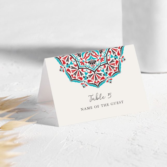 Tarjeta De Mesa Vibrant Floral Delight Mandala Wedding Place Card  (Subido por el creador)