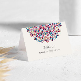 Tarjeta De Mesa Vibrant Floral Delight Mandala Wedding Place Card 