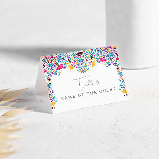Tarjeta De Mesa Vibrant Mexican Fiesta Rainbow Wedding Place Card