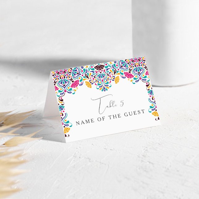 Tarjeta De Mesa Vibrant Mexican Fiesta Rainbow Wedding Place Card (Subido por el creador)