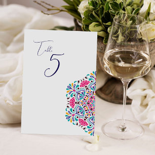 Tarjeta De Mesa Vibrante Boda de Arcoíris al Estilo Fiesta Mexican