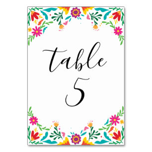 Tarjeta De Mesa Vibrante Boda floral de inspiración mexicana
