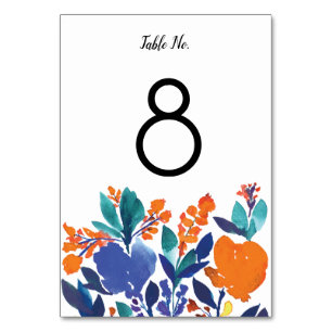 Tarjeta De Mesa Vibrante Floral Blossom Número de tabla