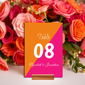 Tarjeta De Mesa Vibrante Sunrise Boda Minimalista de Mezcla y Coin