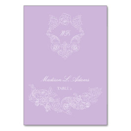 Tarjeta De Mesa Victorian Purple Crest Elegant Foldable Name Card