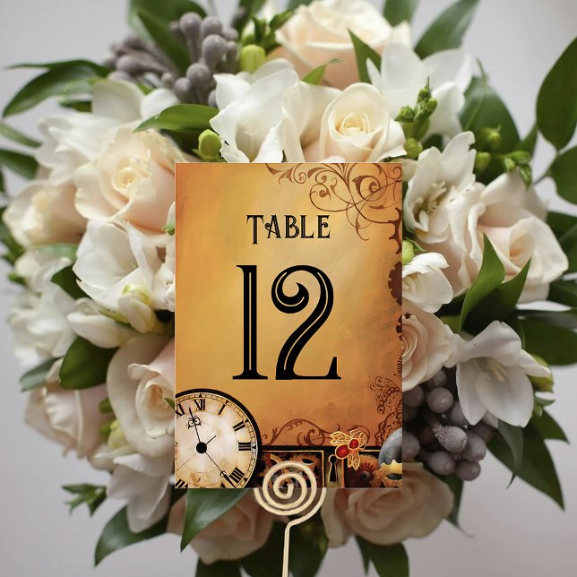 Tarjeta De Mesa Victorian Steampunk Elegance Boda (Subido por el creador)