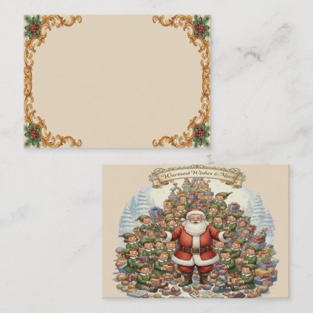 Tarjeta De Mesa Victorian Watercolor Santa Christmas Collection (Anverso / Reverso)
