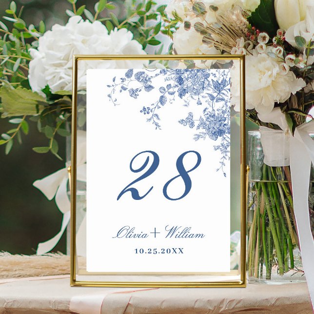 Tarjeta De Mesa Victoriano Dusty Blue French Garden Boda Floral (Subido por el creador)