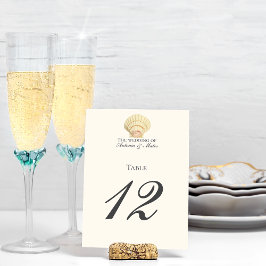 Tarjeta De Mesa Vieira de época Boda de una sola concha