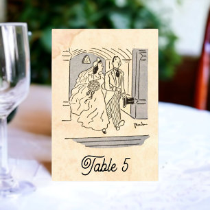 Tarjeta De Mesa Viejo Boda de historietas de arte pop de los años 