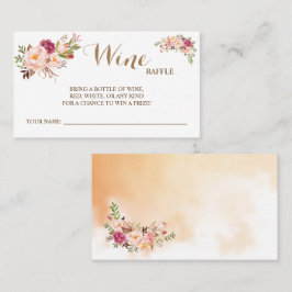 Tarjeta De Mesa Vino floral rosa Raffle Boda Bridal Ducha