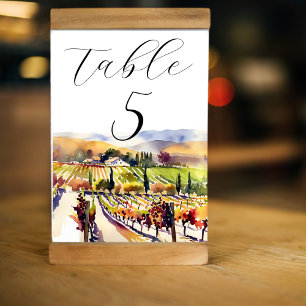 Tarjeta De Mesa Vinos de Napa Valley acuarela boda vajilla
