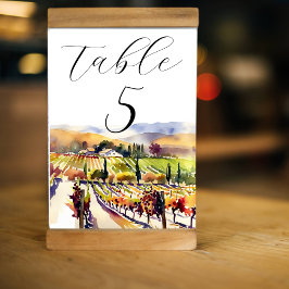 Tarjeta De Mesa Vinos de Napa Valley acuarela boda vajilla