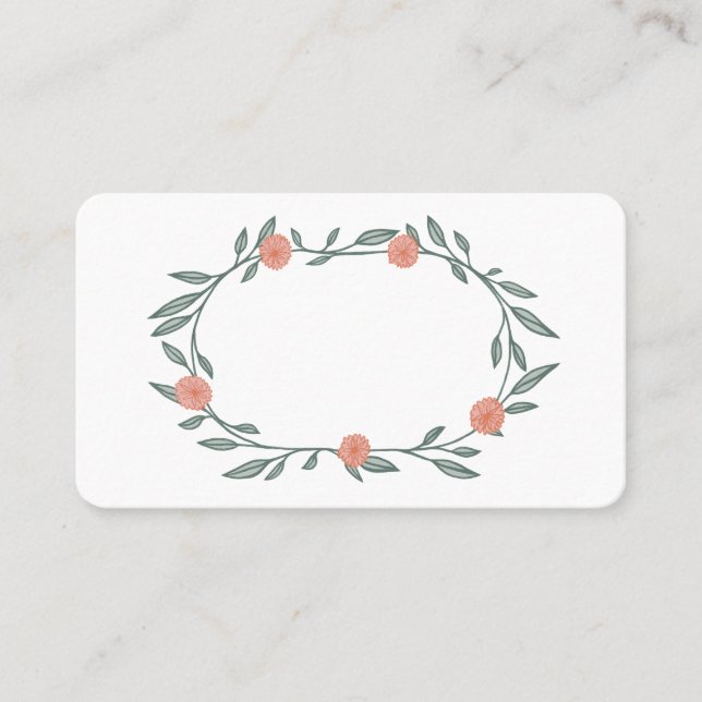 Tarjeta De Mesa Vinos florales Moda Wreath Elegante Verde Rosa (Anverso)