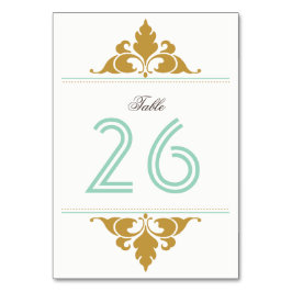 Tarjeta De Mesa Vintage Art Deco Moderno oro Mint Número de tabla 