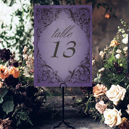 Tarjeta De Mesa Vintage Bat Hasta La Muerte Boda Púrpura