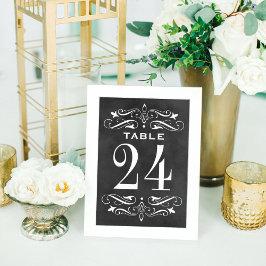 Tarjeta De Mesa Vintage Black Chalkboard Flourier Boda