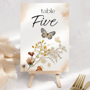 Tarjeta De Mesa Vintage Boda Floral Diminuto Botánico Número de ta