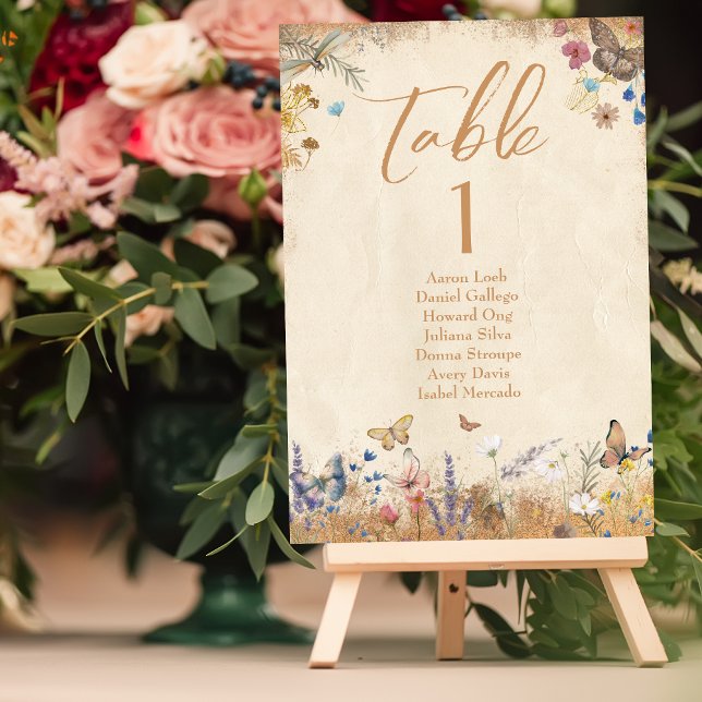 Tarjeta De Mesa Vintage Boho Butterfly Garden Wedding (Subido por el creador)