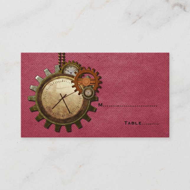 Tarjeta De Mesa Vintage Clock Place Card, rosa (Anverso)