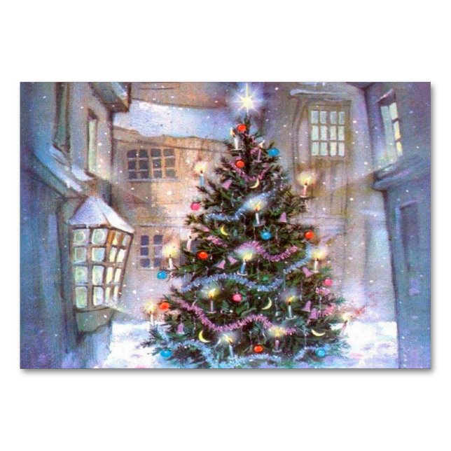 Tarjeta De Mesa Vintage de árbol de Navidad (Anverso)