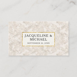 Tarjeta De Mesa Vintage Elegant Gold Purpurina Gilded Damask Cream