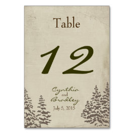 Tarjeta De Mesa Vintage Evergreen número de tabla de bodas de invi