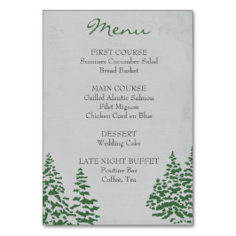 Tarjeta De Mesa Vintage Evergreen Winter Wedding Menu