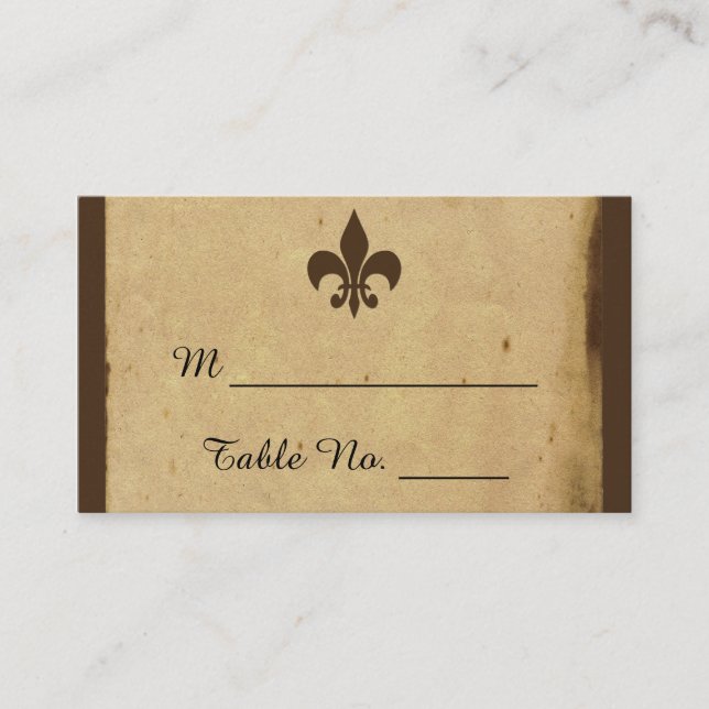 Tarjeta De Mesa Vintage Fleur De Lis Boda (Anverso)