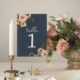 Tarjeta De Mesa Vintage Floral Blue Autumt Boda Número de tabla
