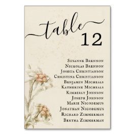Tarjeta De Mesa Vintage Floral Edelweiss