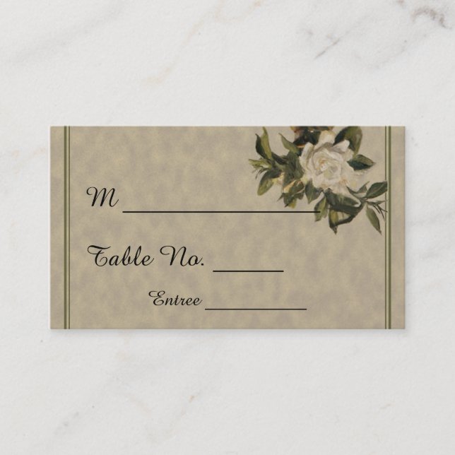 Tarjeta De Mesa Vintage Gardenia Boda Place Cards (Anverso)