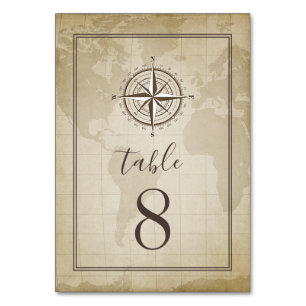 Tarjeta De Mesa Vintage Globe Nautical Compass Boda