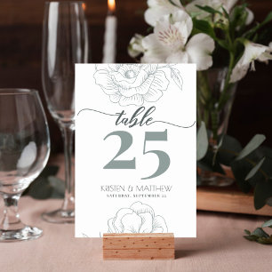 Tarjeta De Mesa Vintage Grey Modern Floral Elegante Boda