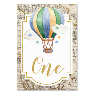 Tarjeta De Mesa Vintage Map Hot Air Balloon Baby Shower