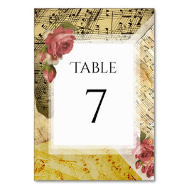 Tarjeta De Mesa Vintage Piano Sheet Music, Musical Notes Boda