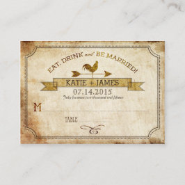 Tarjeta De Mesa Vintage Rooster Rustic Country Wedding Place Cards