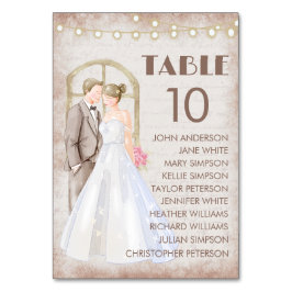 Tarjeta De Mesa Vintage Rustic Watercolor Romantic String Lights