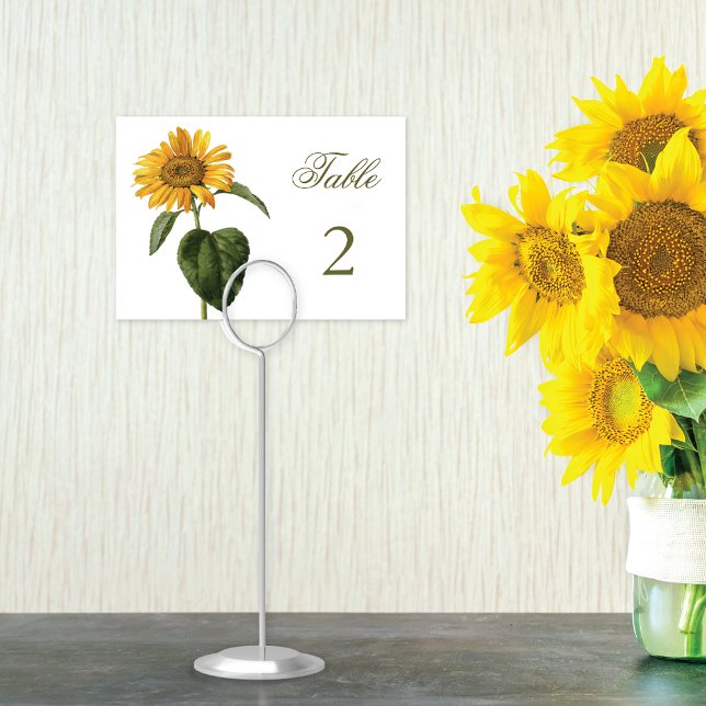 Tarjeta De Mesa Vintage Yellow Sunflower Botanical (Subido por el creador)