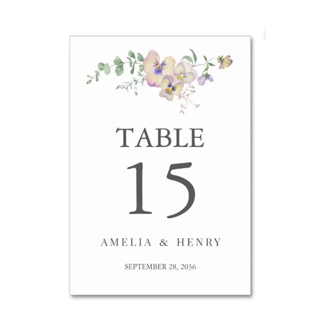 Tarjeta De Mesa Viola & Eucalyptus Floral Wedding Table Number (Subido por el creador)