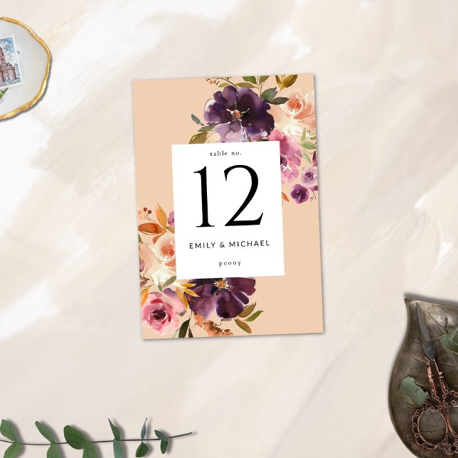 Tarjeta De Mesa Violet Meadows floral otoño moderno (Subido por el creador)