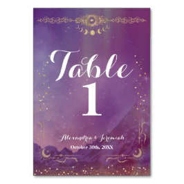 Tarjeta De Mesa Violet Sky Gold Moon