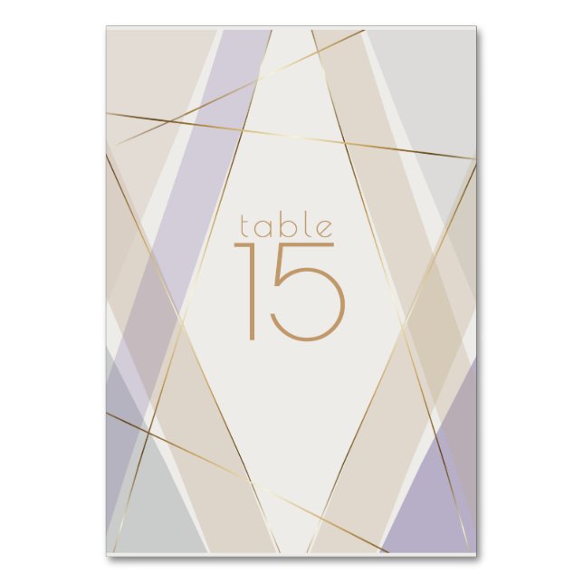 Tarjeta De Mesa Violeta de hongo geométrico contemporáneo moderno (Anverso)