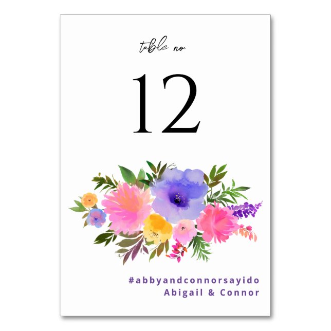 Tarjeta De Mesa Violeta Magenta Amarillo Casual Vibrante (Anverso)