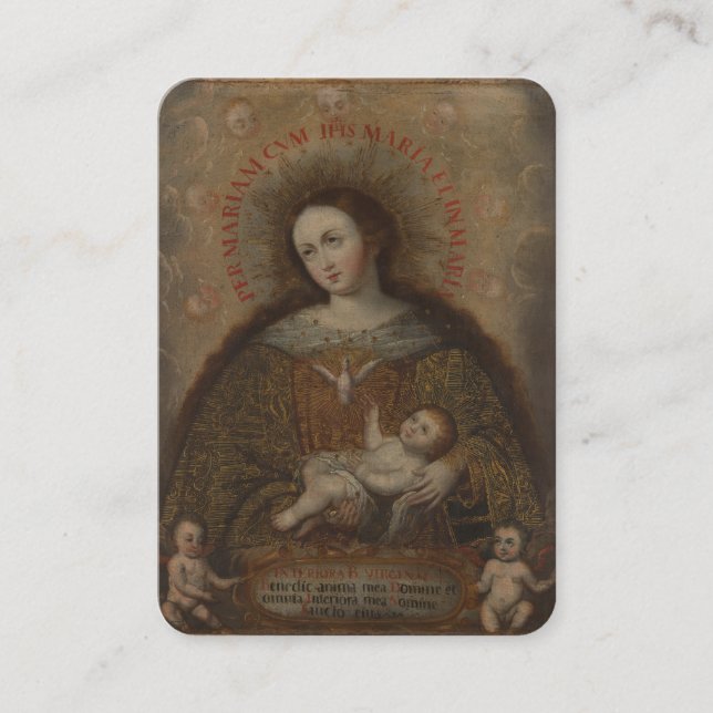 Tarjeta De Mesa Virgen María Espíritu Santo Oración de Jesús Catól (Anverso)