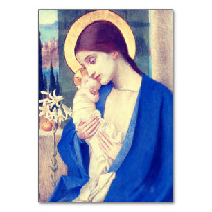 Tarjeta De Mesa Virgen María y Niño de Marianne Stokes